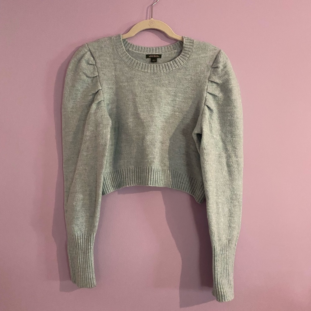 Cropped Sweater with 80s Style Sleeves